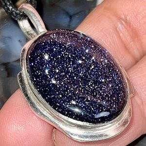 Blue Goldstone Pendant 1 1/2”